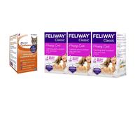 Feliway Cystease, for stress-related bladder problems in cats - 300 Capsules & Classic 30 day Refill x3 Value Pack Classic comforts cats, helps solve