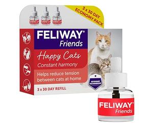 FELIWAY Friends 3 x 30 Day Cat Calming Odourless Refills for Pheromone Diffuser, 3 x 48ml - Helps create harmony and resolve conflict in multi cat households, Veterinary Recommended, Drug-free
