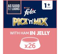 Felix As Good As It Looks Adult Wet Cat Food with Ham in Jelly 26x85g