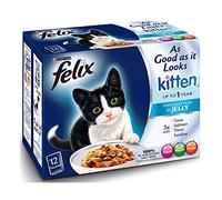 Felix As Good As It Looks Cat Food Kitten Mixed Selection in Jelly Wet Cat Food 12x100g, Pack of 4