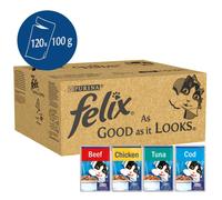 Felix As Good As It Looks Cat Food Mixed Variety 120 x 100g (120 Pouches)