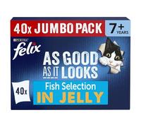 FELIX As Good As it Looks Senior 7+ Fish in Jelly Wet Cat Food - 40 x 85g