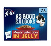 FELIX As Good As it Looks Senior 7+ Meat in Jelly Wet Cat Food 12x100g (Pack of 4)
