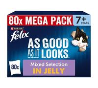 FELIX As Good As it Looks Senior 7+ Mixed in Jelly Wet Cat Food (Jumbo Pack) - 80 x 85g