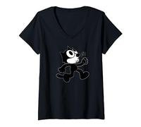 Felix Cartoon Whistling and Walking Music Notes Felix Tee V-Neck T-Shirt