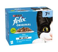 Felix Senior Original Pouches - Fish Selection: Cod, Salmon, Whitefish, Plaice (12 x 85g)