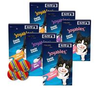 Felix Cat Treats Bundle With Creamy Chicken, Duck, & Salmon Tasty Joyables Cat Snacks 6 Pouches & Infinite Emblems Toy Balls