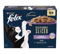 Felix Deliciously Sliced Adult Wet Cat Food Mixed Selection 12x80g, Pack of 4