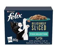 Felix Deliciously Sliced Adult Wet Cat Food Ocean Selection 12x80g, Pack of 4