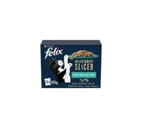 Felix Deliciously Sliced Adult Wet Cat Food Ocean Selection 12x80g, Pack of 4