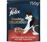 Felix Doubly Delicious Beef Chicken and Vegetables Dry Cat Food - 750g