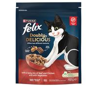 FELIX Doubly Delicious Beef Chicken & Vegetables Dry Cat Food 4x750g