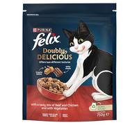 FELIX Doubly Delicious Beef Chicken & Vegetables Dry Cat Food 4x750g