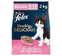 FELIX Doubly Delicious Kitten Salmon and Vegetables Dry Cat Food - 2kg