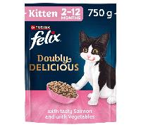 FELIX Doubly Delicious Kitten Salmon and Vegetables Dry Cat Food - 750g
