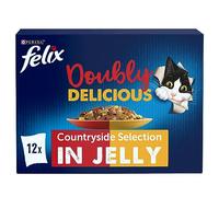 FELIX Doubly Delicious Meat Selection in Jelly Wet Cat Food 12x100g (Pack of 4)