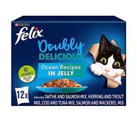 FELIX Doubly Delicious Ocean Recipes Wet Cat Food 12x100g (Pack of 4)