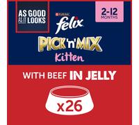 Felix Kitten As Good As It Looks Wet Cat Food with Beef in Jelly 26x85g
