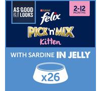 Felix Kitten As Good As It Looks Wet Cat Food with Sardine in Jelly 26x85g