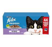Felix Mix Selection in Jelly Cat Food, Wet Food Bag with Beef, Chicken, Salmon & Tuna, 44 x 85 g (44 Bags; 3.7 kg)