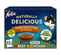 Felix Naturally Delicious Farm Selection in Jelly Wet Cat Food 12x80g, Pack of 4