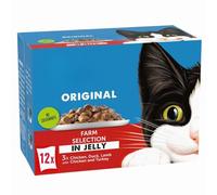 Felix Original Farm Meat Selection in Jelly - 12 x 85g (3 each - Chicken, Duck, Lamb with Chicken & Turkey) - Wet Cat Food Pouches for Adult Cats with Welari Thank You Card | (12 Pack)