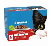 Felix Original Farm Meat Selection in Jelly - 4 x 85g (1 each - Chicken, Duck, Lamb with Chicken & Turkey) - Wet Cat Food Pouches for Adult Cats with Welari Thank You Card | (4 Pack)