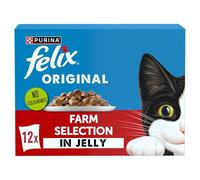 FELIX Original Farm Selection in Jelly Wet Cat Food 12x85g (Pack of 4)