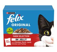 FELIX Original Farm Selection in Jelly Wet Cat Food 12x85g (Pack of 4)