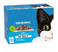 Felix Original Fish Selection in Jelly - 12 x 85g Pouches (3 each - Cod, Salmon, White Fish & Plaice) - Delicious Wet Cat Food for Adult Cats with Welari Thank You Card | (12 Pack)