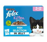 FELIX Original Kitten Fish Selection in Jelly Wet Cat Food 12x85g (Pack of 4)