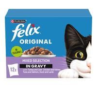 FELIX Original Mixed Selection in Gravy Wet Cat Food 12x85g (Pack of 4)