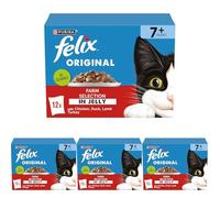 FELIX Original Senior 7+ Farm Selection in Jelly Wet Cat Food, 4 x (12 x 85g) (Pack of 4)