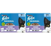 FELIX Original Senior 7+ Mixed Selection in Jelly Wet Cat Food 12x85g (Pack of 8)