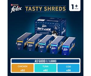 Felix Pre-Mixed Bundle Adult Wet Cat Food Tasty Shreds 130x80g