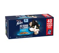 FELIX As Good As it Looks Senior 7+ Fish in Jelly Wet Cat Food - 40 x 85g