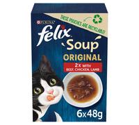 FELIX Soup Farm Selection Chicken, Beef and Lamb Wet Cat Food 6x48g (Pack of 8)