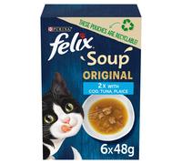 FELIX Soup Fish Selection Plaice, Tuna and Cod Wet Cat Food 6x48g (Pack of 8)