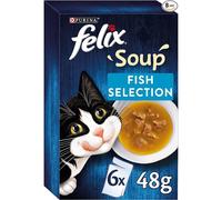 Felix Soup Fish Selection Wet Cat Food for Adults 6 x 48g Pouches - No Artificial Colourants, Flavourings or Preservatives