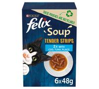 FELIX Soup Tender Strips Fish Selection Wet Cat Food 6x48g, (Pack of 8)