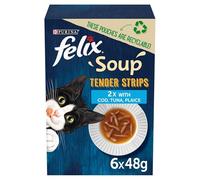 FELIX Soup Tender Strips Fish Selection Wet Cat Food 6x48g, (Pack of 8)