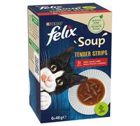 Felix Soup Tender Strips Farm Selection Adult Cat Food - 6 x 48g Pouches