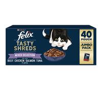 FELIX TASTY SHREDS Mixed Selection in Gravy, Blue, 40 pouches