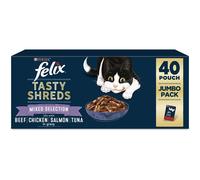 FELIX TASTY SHREDS Mixed Selection in Gravy, Blue, 40 pouches