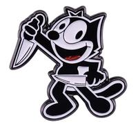 Felix the Cat Classic Black White Cartoon Knives Knife Stab Smile 1.05" Enamel Pin Badge