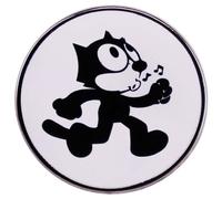 Felix the Cat Classic Black White Cartoon Whistle Whistling Walk Stroll 1.05" Enamel Pin Badge