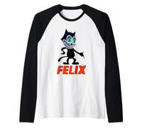 Felix The Cat Glowing Neon - Retro 1920s Cyber Aesthetic Raglan Baseball Tee