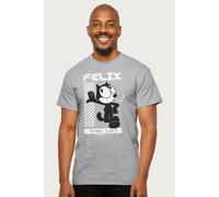 Felix The Cat Men's Leaning T-Shirt in Mid Grey | Size: 2XL Felix The Cat Mid Grey 2XL