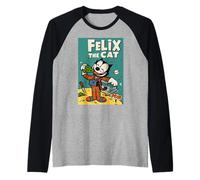 Felix The Cat Moon Dreamer - Retro 1920s Celestial Animation Raglan Baseball Tee
