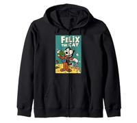 Felix the Cat Moon Dreamer - Retro 1920s Celestial Animation Zip Hoodie